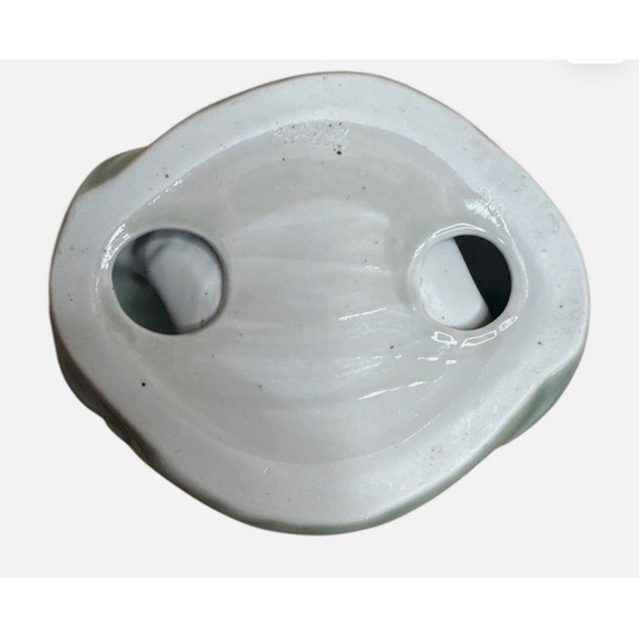 Chinese Craftsmen Art Deco Modern Sage Brown Trinket Dish Koi Carp Fishes - Picture 3 of 5